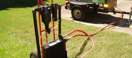 cool & dry 200 air dryer connected to portable compressor and dry ice blasting machine